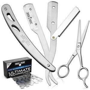 Straight Razor, Complete Straight Razors for Men Kit with 50 Single Blade Razors